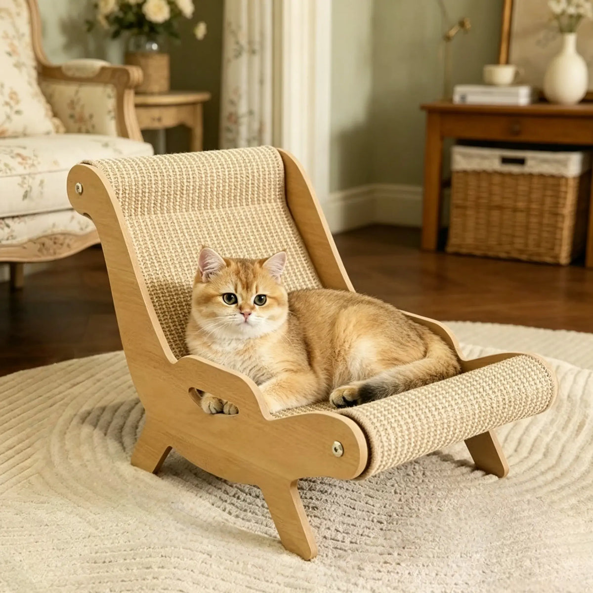 2-In-1 Sisal Cat Scratcher with Hammock & Lounge Chair