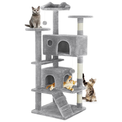 Tall Multi-Level Cat Tree – Sisal Scratching Post, Climbing Ladder, Large Condo