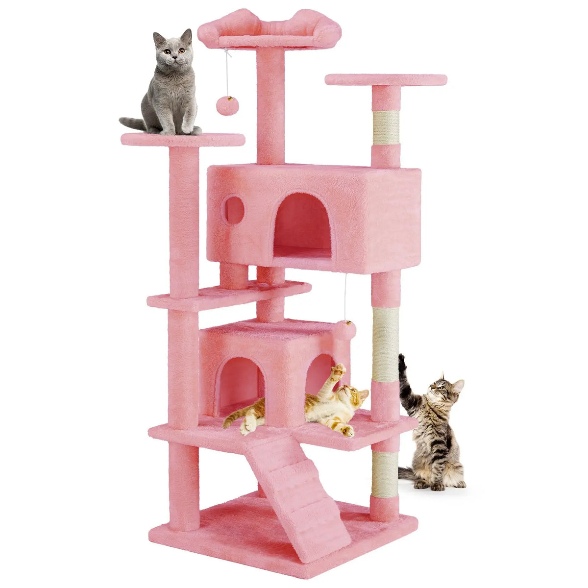 Tall Multi-Level Cat Tree – Sisal Scratching Post, Climbing Ladder, Large Condo