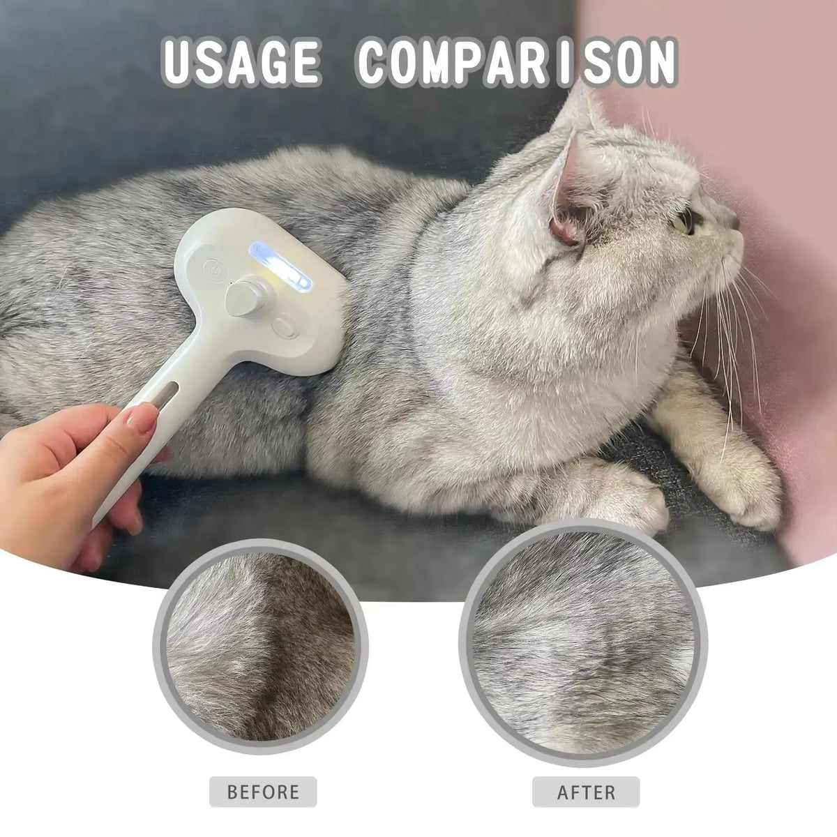 3-in-1 Electric Steam Brush for Dogs & Cats – Massage, Hair Removal & Anti-Tangle
