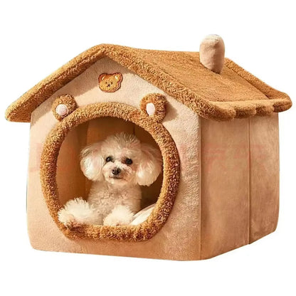 Indoor Dog & Cat House – Warm Tent Bed with Removable, Washable Cushion, All-Season