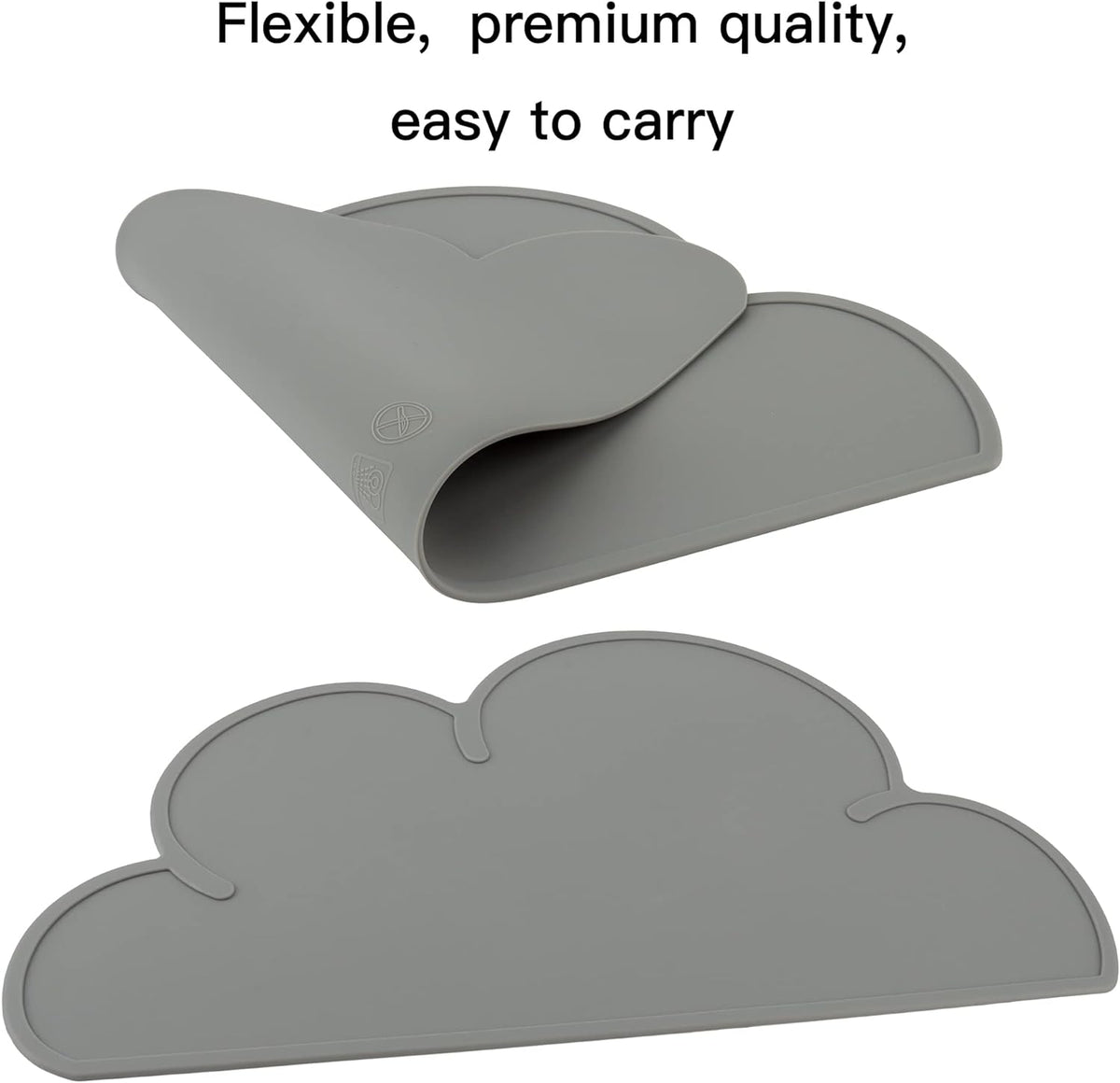 Silicone Pet Food Mat – Waterproof, Anti-Slip Placemat for Dog & Cat Bowls, Cloud Shape, Dark Gray