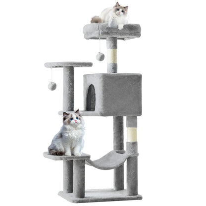 Tall Multi-Level Cat Tree – Sisal Scratching Post, Climbing Ladder, Large Condo