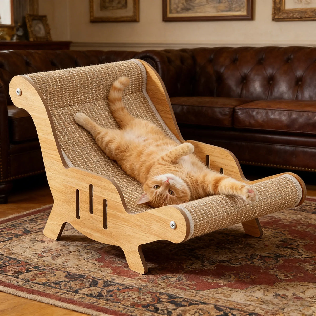 2-In-1 Sisal Cat Scratcher with Hammock & Lounge Chair
