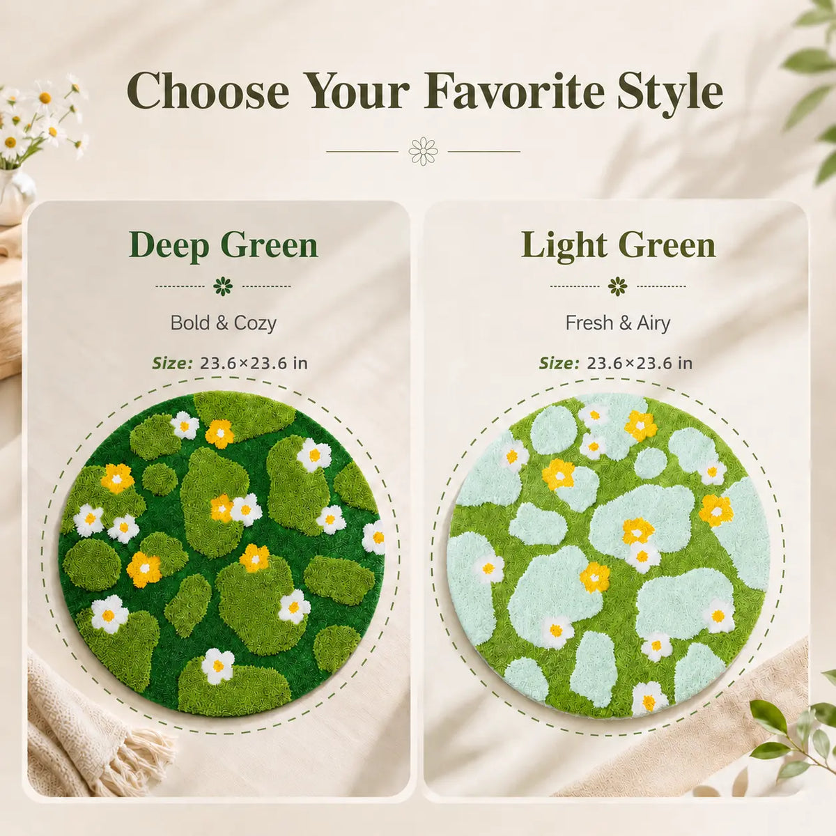 1 Piece 23.62×23.62 Inch Woven Fabric round Pet Bed Mat - Ultra-Soft Warm Plush Cushion, Non-Slip Bottom, Washable 3D Moss and Grassland Scratch Mat for Cats & Medium Dogs, Ideal for Sofas & Indoor Floors