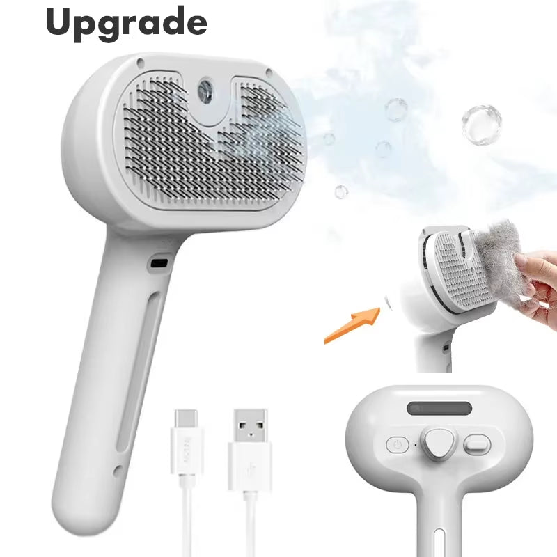 3-in-1 Electric Steam Brush for Dogs & Cats – Massage, Hair Removal & Anti-Tangle