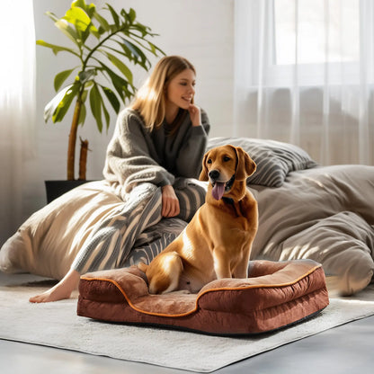 Orthopedic Memory Foam Dog Bed for Large Breeds - Cushioning, Firm Joint Relief Support, Washable
