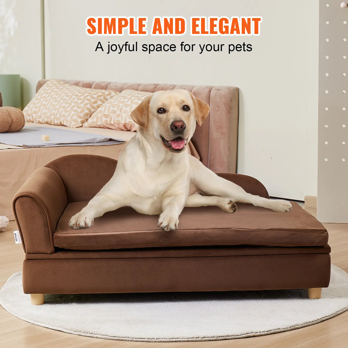 【Backtoschool】Vevor Pet Sofa, Dog Couch for Large-Sized Dogs and Cats, Soft Velvety Dog Sofa Bed, 110 Lbs Loading Cat Sofa, Dark Brown