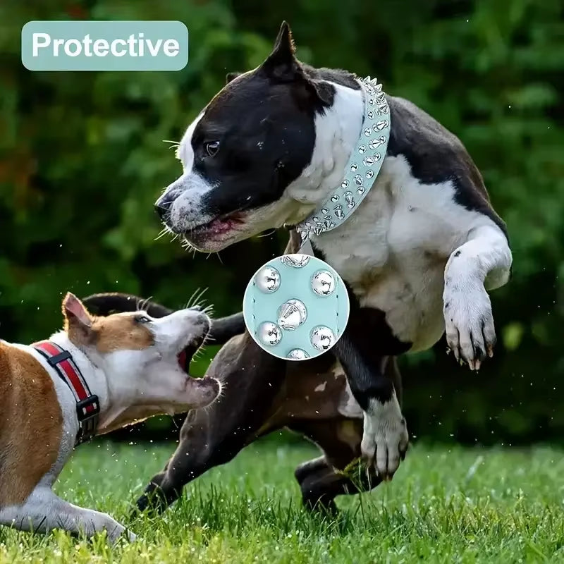 PU Leather Punk Rivet Dog Collar – Adjustable, Spiked, for Small Dogs & Cats