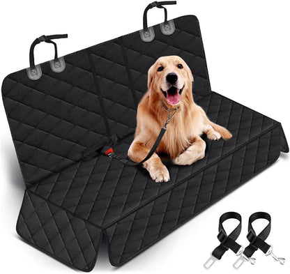 Waterproof Dog Car Seat Cover – Back Seat Protector for Pets, Fits Cars, SUVs & Trucks with Middle Armrest, 53" Wide, Black