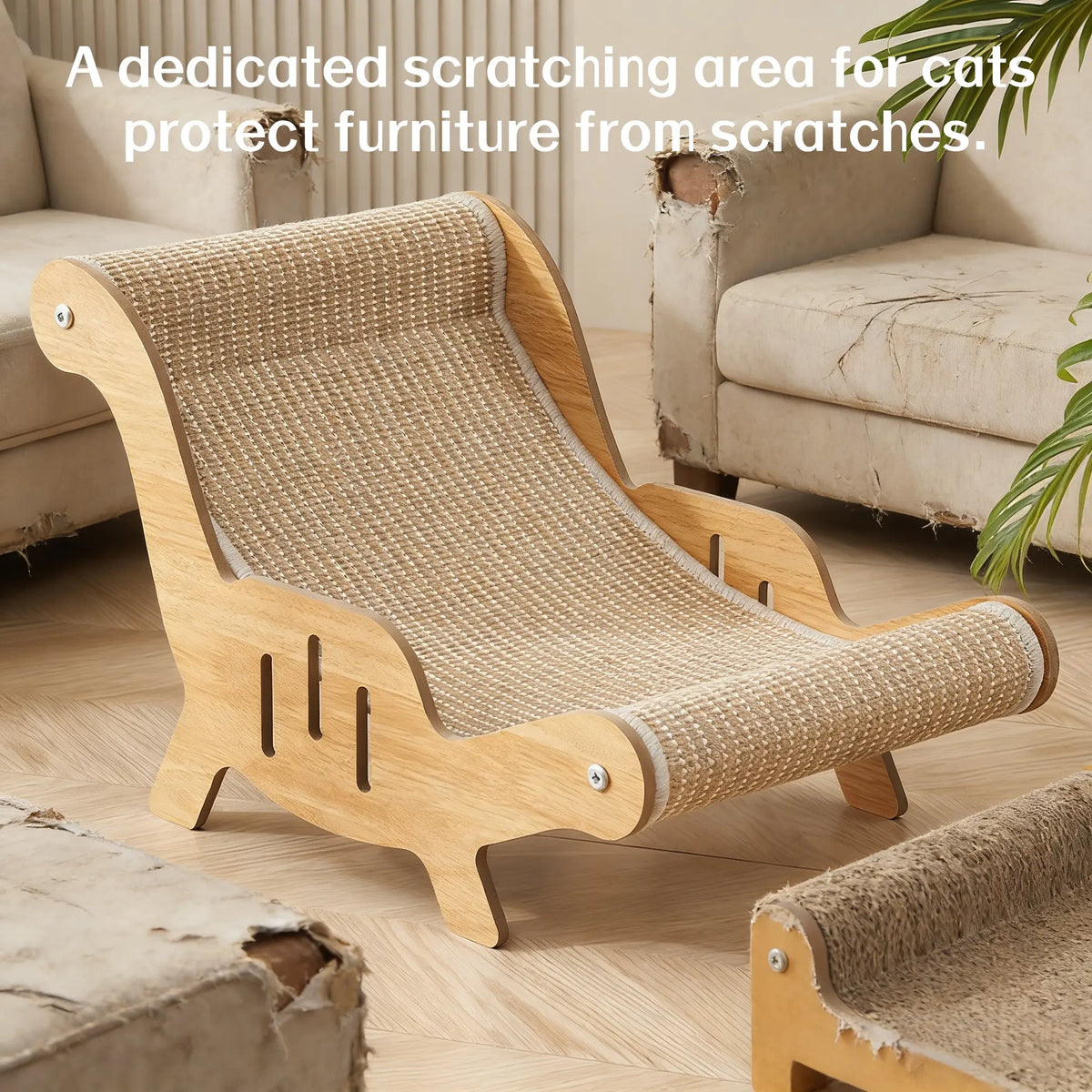 2-In-1 Sisal Cat Scratcher with Hammock & Lounge Chair