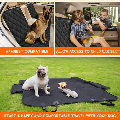 Waterproof Dog Car Seat Cover – Back Seat Protector for Pets, Fits Cars, SUVs & Trucks with Middle Armrest, 53" Wide, Black