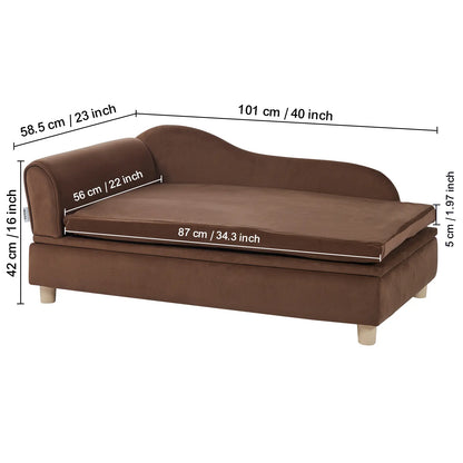 【Backtoschool】Vevor Pet Sofa, Dog Couch for Large-Sized Dogs and Cats, Soft Velvety Dog Sofa Bed, 110 Lbs Loading Cat Sofa, Dark Brown