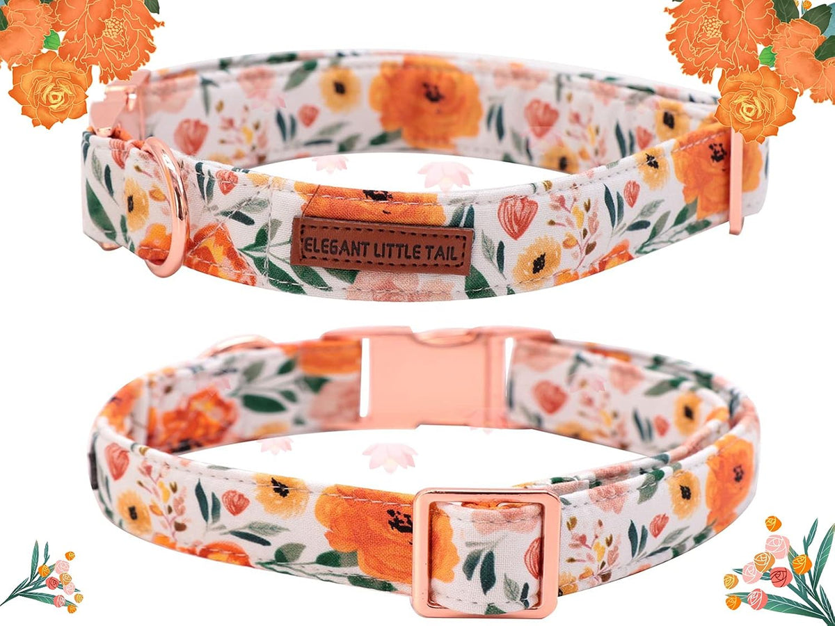 Floral Dog Collar with Bowtie – Adjustable, Comfortable, for Small, Medium & Large Dogs and Cats