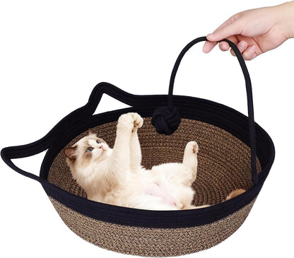 Handwoven Cotton Rope Cat Basket Bed
