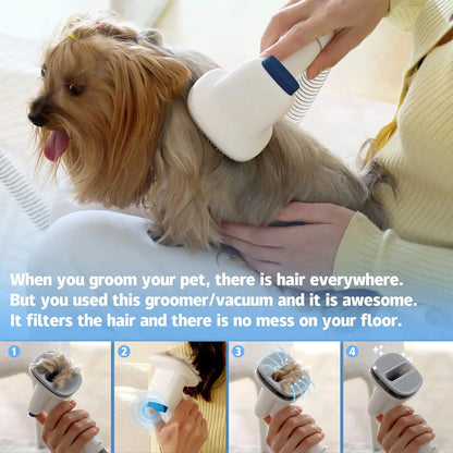 LMVVC Deshedding Pet Grooming Kit with Vacuum - Deshed Tool, Vacuum Mode, Capture 99% Hair, Very Little Noise, Beauty/Hair Care for Poodle Puppies, Dog & Cat Grooming Supplies