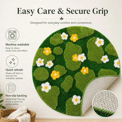 1 Piece 23.62×23.62 Inch Woven Fabric round Pet Bed Mat - Ultra-Soft Warm Plush Cushion, Non-Slip Bottom, Washable 3D Moss and Grassland Scratch Mat for Cats & Medium Dogs, Ideal for Sofas & Indoor Floors
