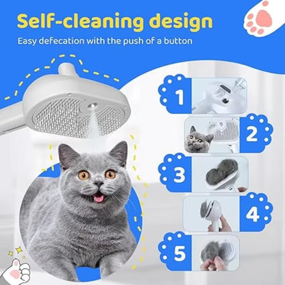 3-in-1 Electric Steam Brush for Dogs & Cats – Massage, Hair Removal & Anti-Tangle