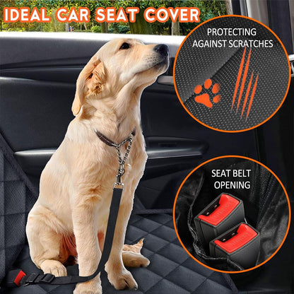 Waterproof Dog Car Seat Cover – Back Seat Protector for Pets, Fits Cars, SUVs & Trucks with Middle Armrest, 53" Wide, Black