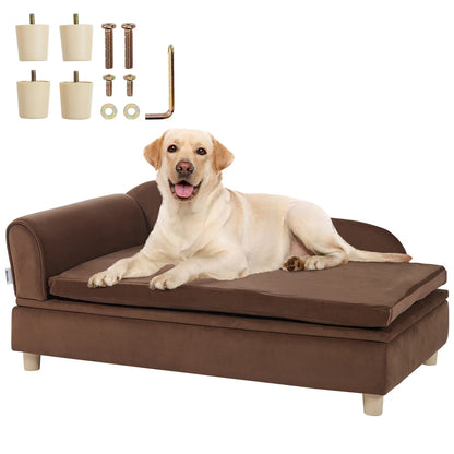【Backtoschool】Vevor Pet Sofa, Dog Couch for Large-Sized Dogs and Cats, Soft Velvety Dog Sofa Bed, 110 Lbs Loading Cat Sofa, Dark Brown