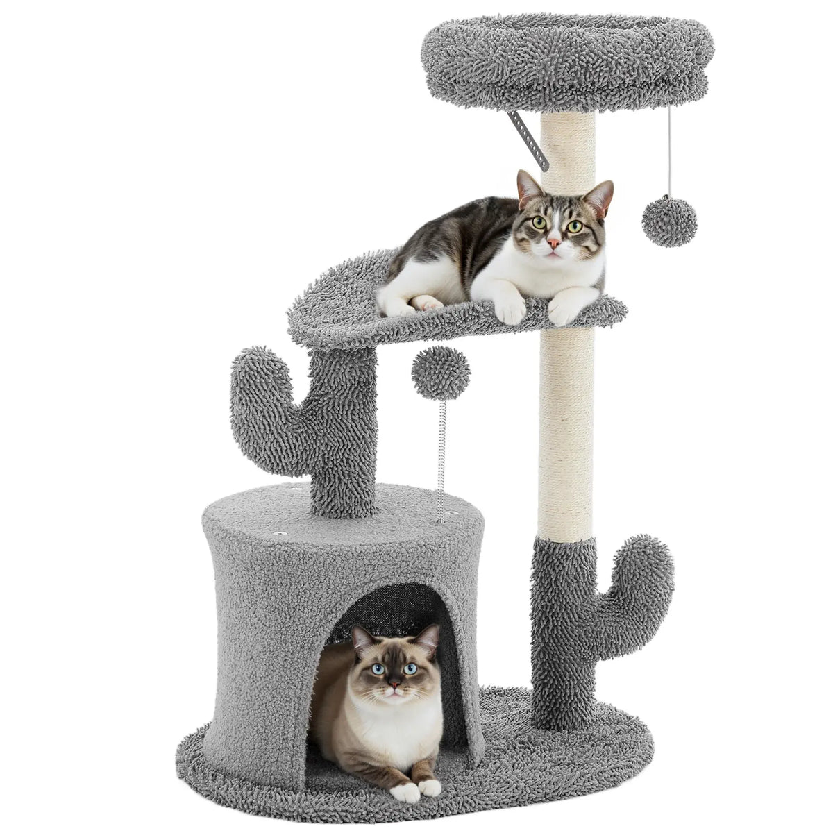 Tall Multi-Level Cat Tree – Sisal Scratching Post, Climbing Ladder, Large Condo
