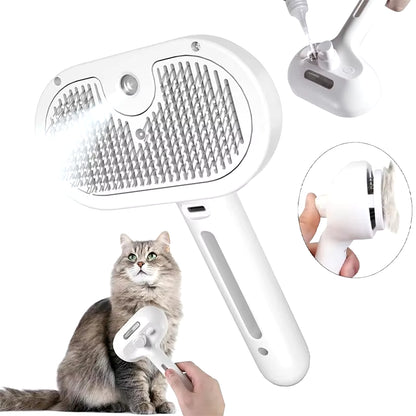 3-in-1 Electric Steam Brush for Dogs & Cats – Massage, Hair Removal & Anti-Tangle
