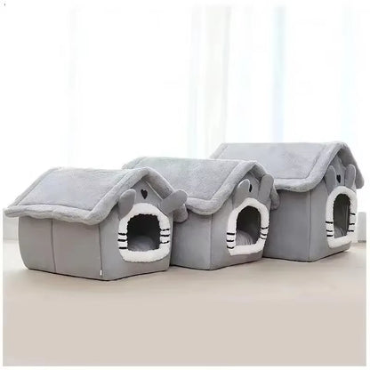 Indoor Dog & Cat House – Warm Tent Bed with Removable, Washable Cushion, All-Season