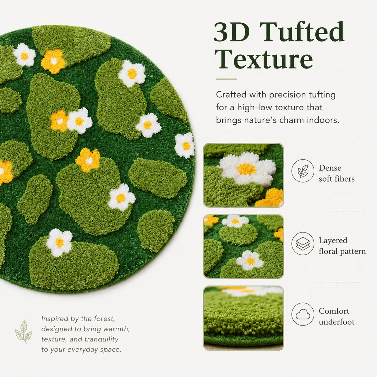 1 Piece 23.62×23.62 Inch Woven Fabric round Pet Bed Mat - Ultra-Soft Warm Plush Cushion, Non-Slip Bottom, Washable 3D Moss and Grassland Scratch Mat for Cats & Medium Dogs, Ideal for Sofas & Indoor Floors