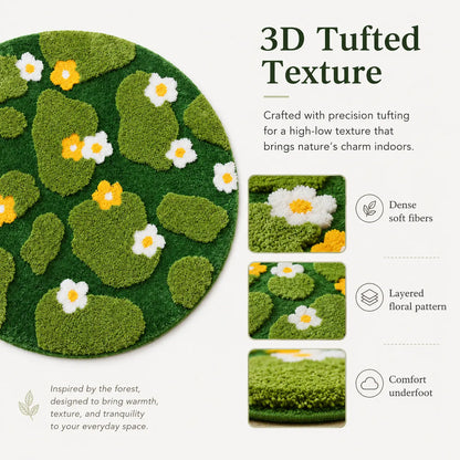 1 Piece 23.62×23.62 Inch Woven Fabric round Pet Bed Mat - Ultra-Soft Warm Plush Cushion, Non-Slip Bottom, Washable 3D Moss and Grassland Scratch Mat for Cats & Medium Dogs, Ideal for Sofas & Indoor Floors