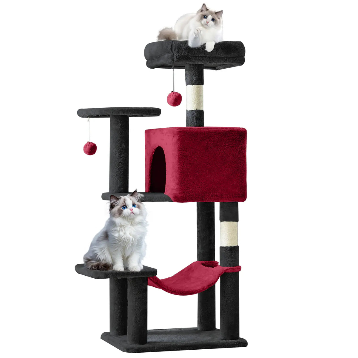 Tall Multi-Level Cat Tree – Sisal Scratching Post, Climbing Ladder, Large Condo