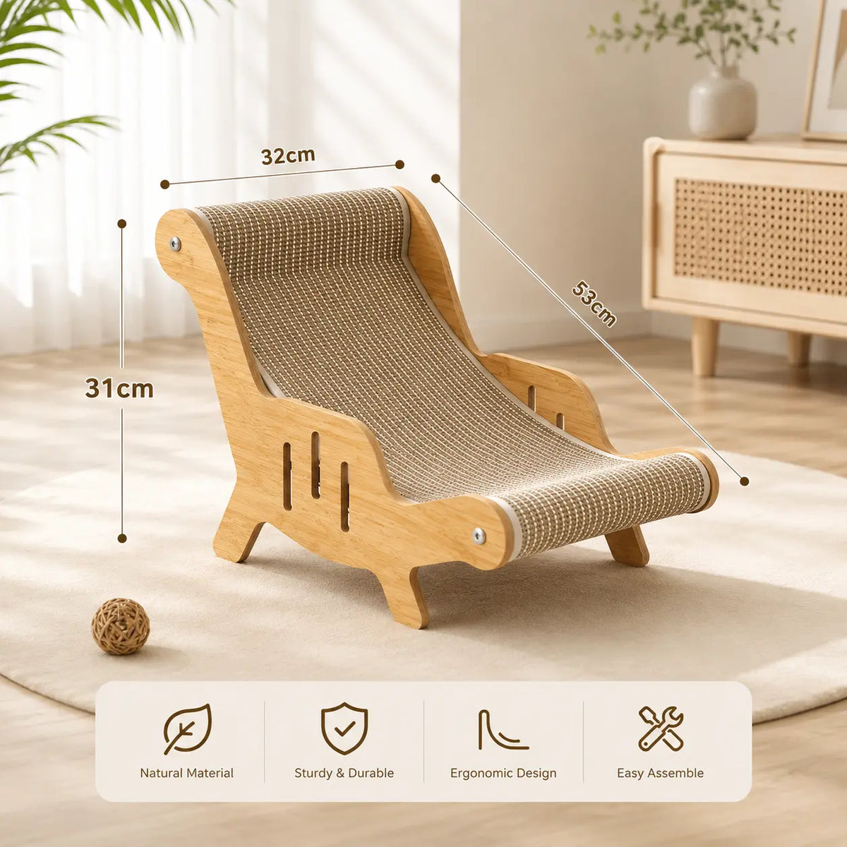 2-In-1 Sisal Cat Scratcher with Hammock & Lounge Chair