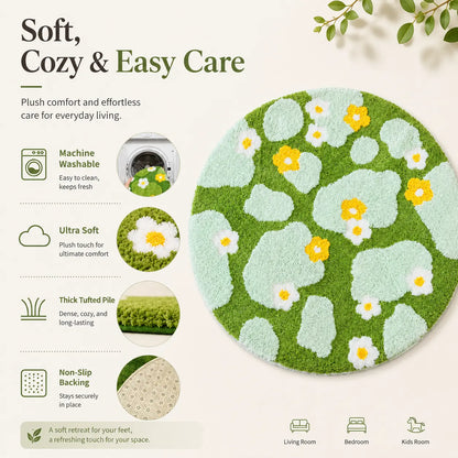 1 Piece 23.62×23.62 Inch Woven Fabric round Pet Bed Mat - Ultra-Soft Warm Plush Cushion, Non-Slip Bottom, Washable 3D Moss and Grassland Scratch Mat for Cats & Medium Dogs, Ideal for Sofas & Indoor Floors