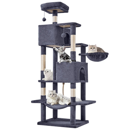 Tall Multi-Level Cat Tree – Sisal Scratching Post, Climbing Ladder, Large Condo