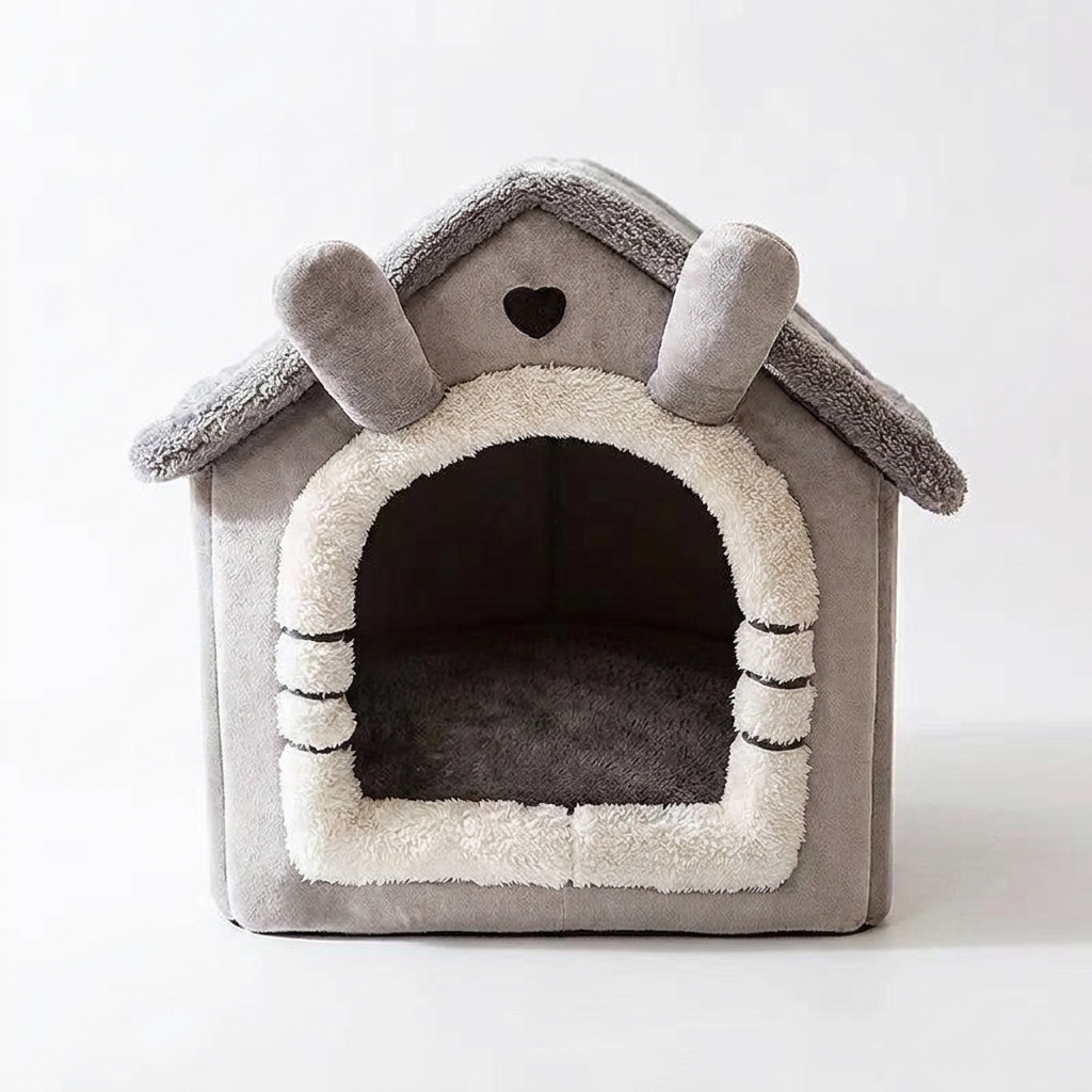 Indoor Dog & Cat House – Warm Tent Bed with Removable, Washable Cushion, All-Season