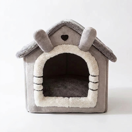 Indoor Dog & Cat House – Warm Tent Bed with Removable, Washable Cushion, All-Season