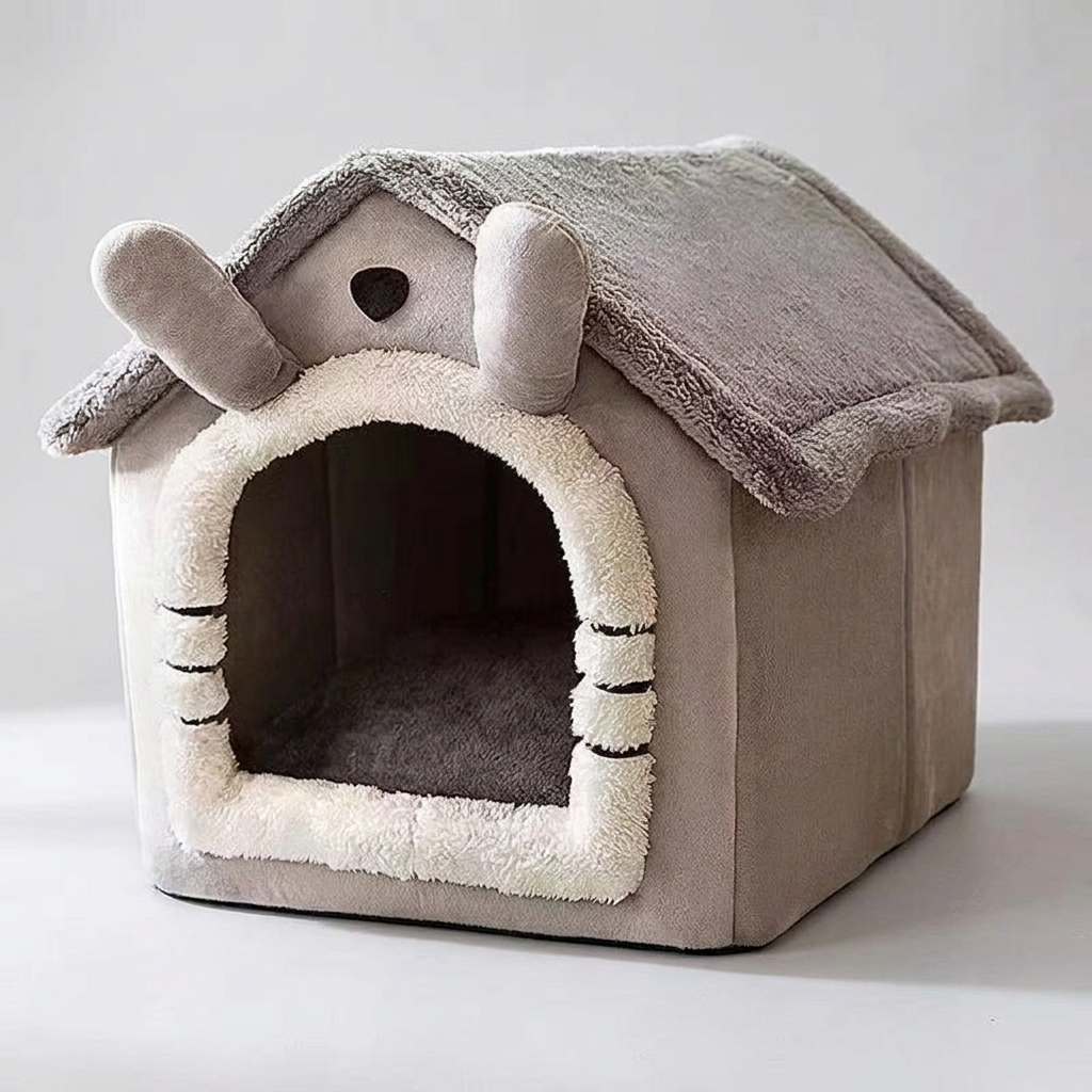 Indoor Dog & Cat House – Warm Tent Bed with Removable, Washable Cushion, All-Season