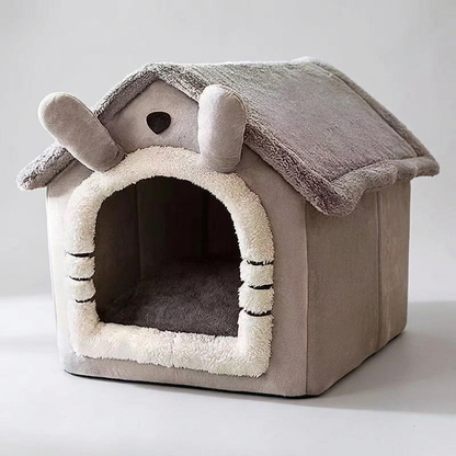 Indoor Dog & Cat House – Warm Tent Bed with Removable, Washable Cushion, All-Season